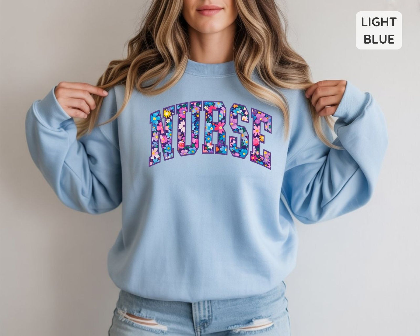 Sjuksköterska Sweatshirt | Blommig Text