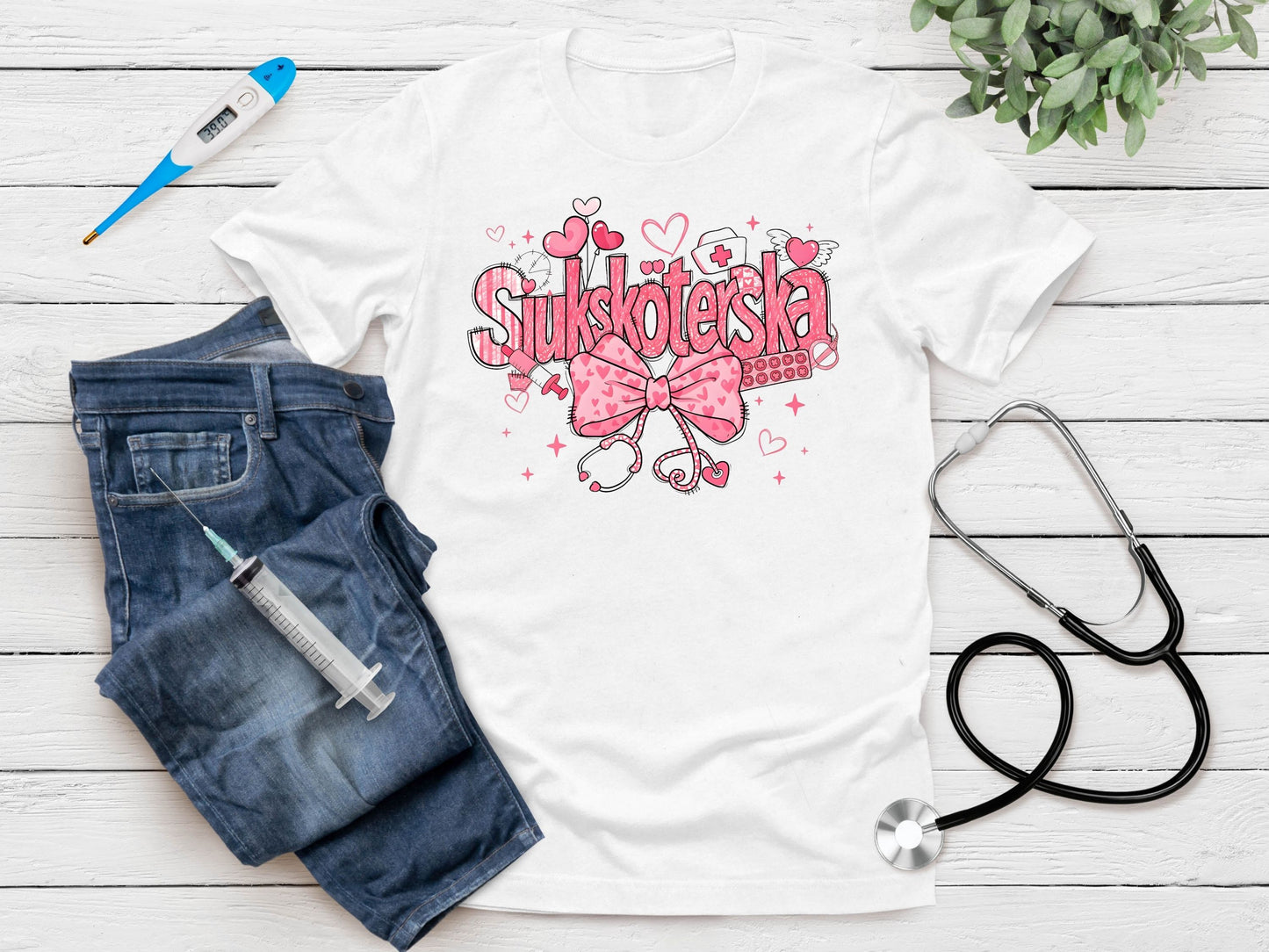 T-Shirt Sjuksköterska | Rosa Hjärtan