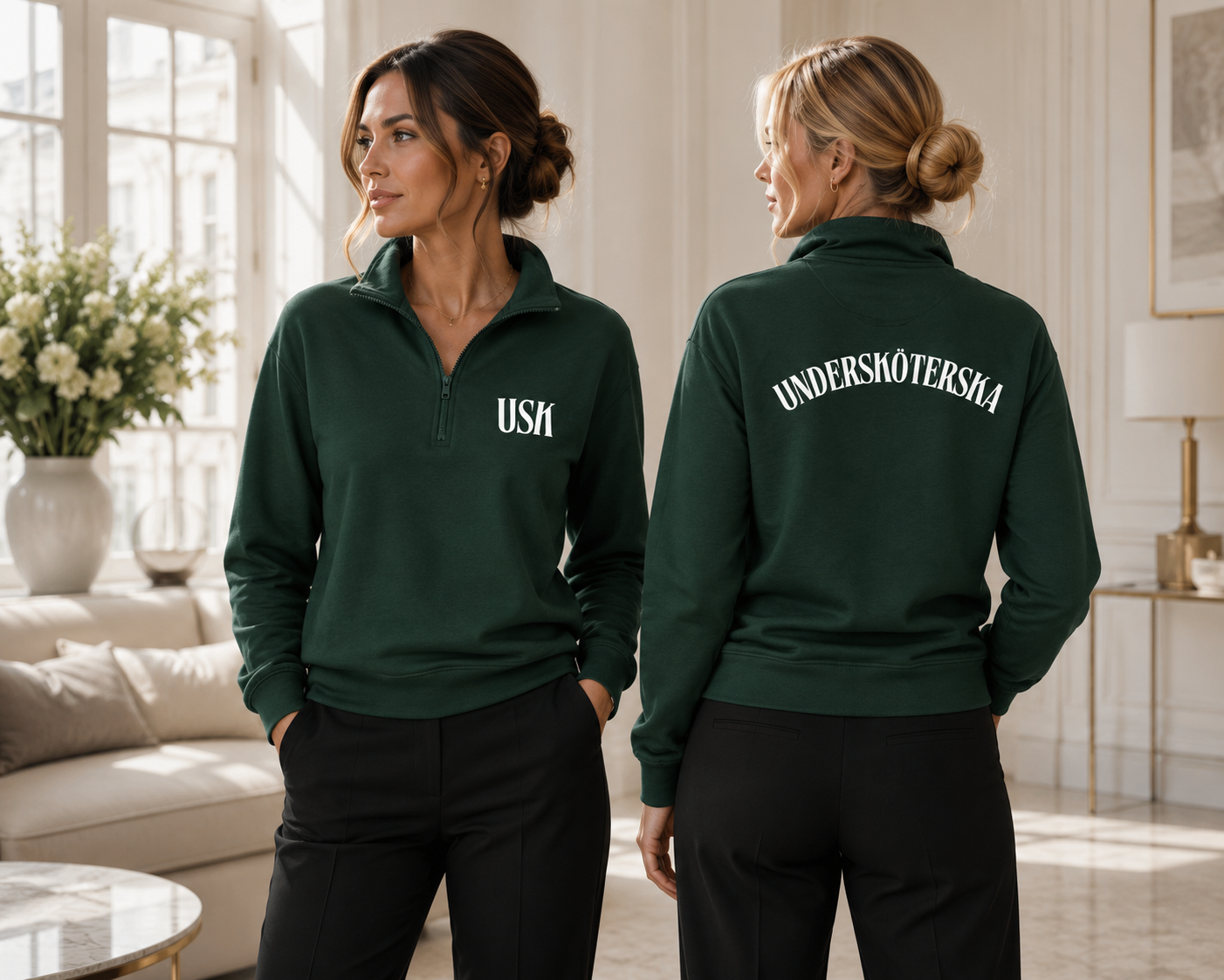 Undersköterska Sweatshirt 1/4 dragkedja | Unisexmodell i återvunnen materialblandning