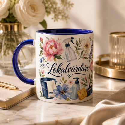 Stolt Lokalvårdare – Mugg i Keramik med Färgdetaljer🧼✨