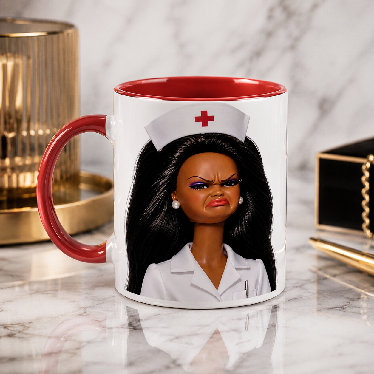 Barbie Nurse – Viral Meme - Mugg med Färgdetaljer