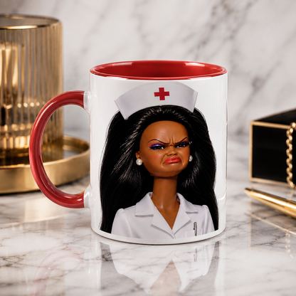 Barbie Nurse – Viral Meme - Mugg med Färgdetaljer