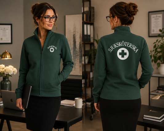 Sjuksköterska Ziptröja | Ekologisk Bomull & Återvunnet Material | Unisex