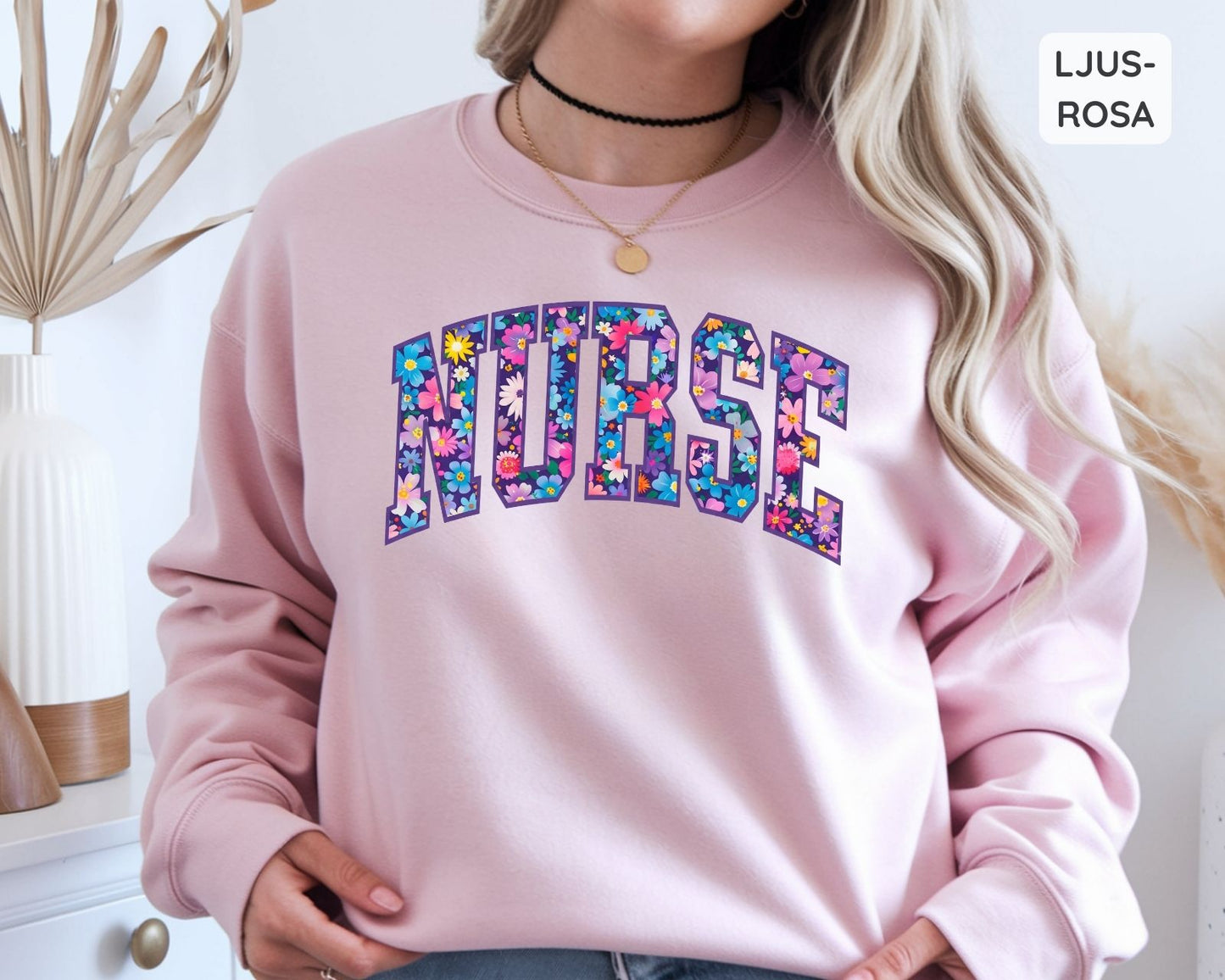 Sjuksköterska Sweatshirt | Blommig Text