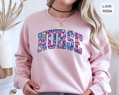 Sjuksköterska Sweatshirt | Blommig Text
